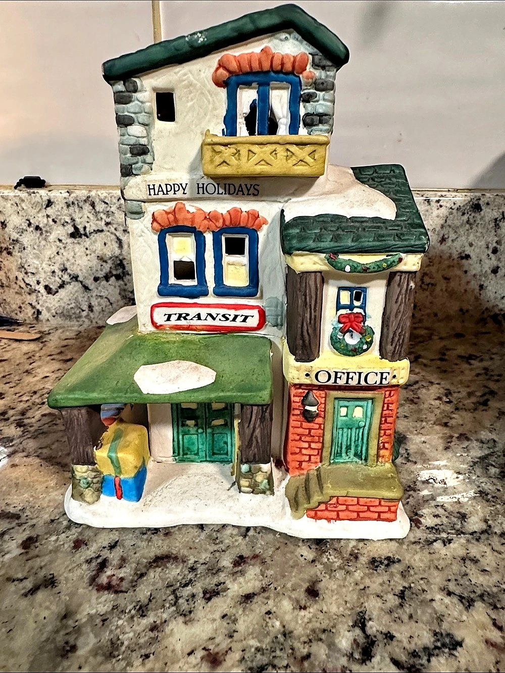 Holiday Expressions Transit Office Holiday Village Decor Green & White